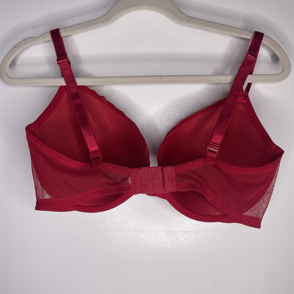 Victoria's Secret Bra 32DD Red Demi Padded Underwire Adjustable Clasp Back - Picture 2 of 12